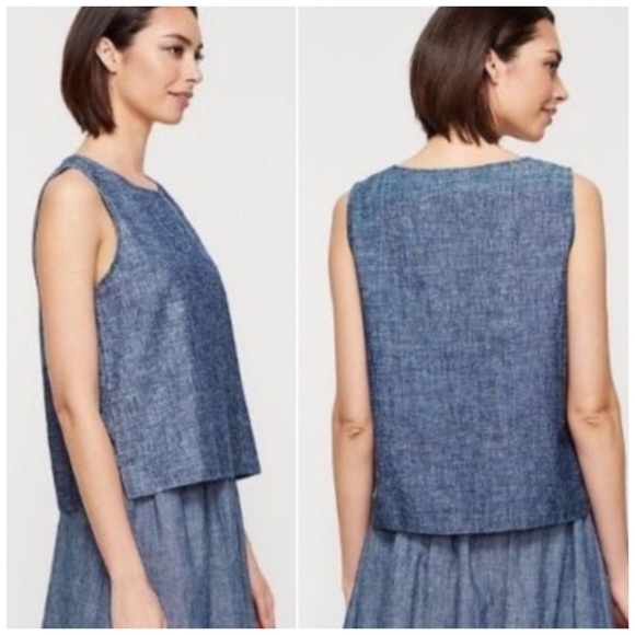 Eileen Fisher chambray hemp cotton tank top xs - Picture 2 of 7